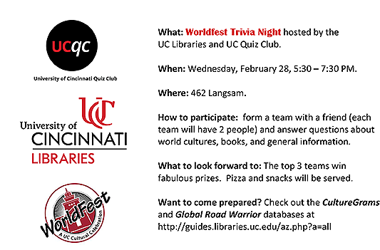 Tivia Night Flyer - University Of Cincinnati (535x366), Png Download