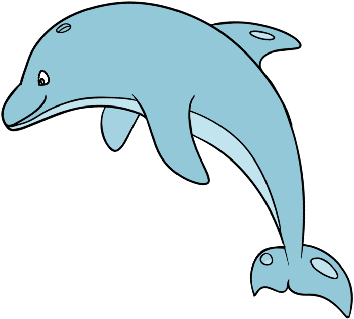 Dolphins Clipart Couple - Dolphin Cartoon Clipart (750x720), Png Download