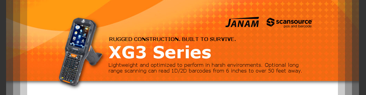 1605 Pos Janam Header Xg3series - Janam Rugged Gun: Wlan 802.11a/b/g/n, Bluetoot (1200x313), Png Download