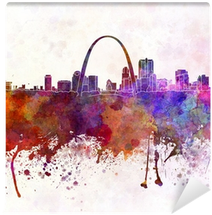 St Louis Skyline In Watercolor Background Wall Mural - St Louis Skyline In Watercolor Background (400x400), Png Download