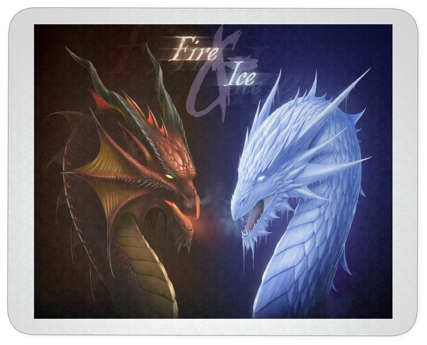 Fire And Ice Dragons Fantasy Mousepad - Good Vs Evil Fire And Ice (1024x1024), Png Download