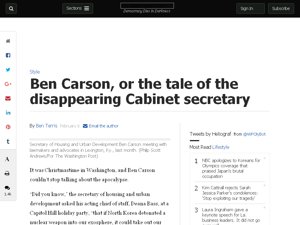 Ben Carson, Or The Tale Of The Disappearing Cabinet - Things Trump Has Done As President (1024x768), Png Download
