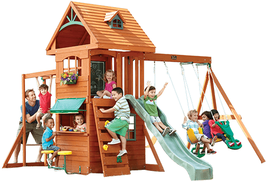Ridgeview Clubhouse Deluxe Play Structure - Big Backyard - Ridgeview Clubhouse Swing Set (600x400), Png Download