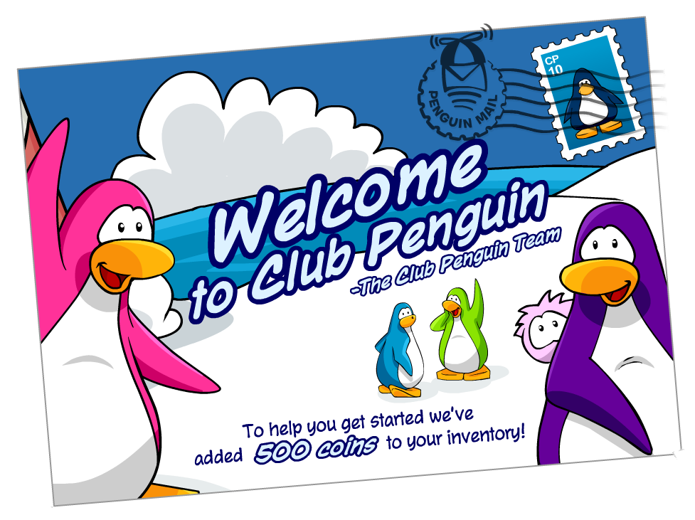 Welcome To Cp Postcard - Club Penguin Welcome Area (994x753), Png Download