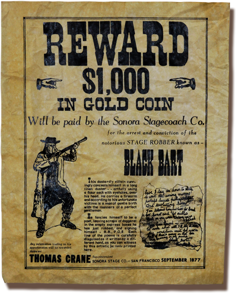 Black Bart Wanted Poster (519x616), Png Download