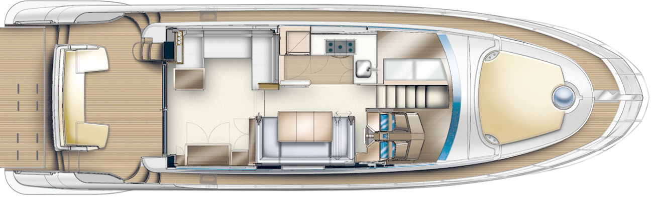 34 20150824144428 Azimut Flybridge 54 Main-deck - Azimut 54 Layout (1300x393), Png Download