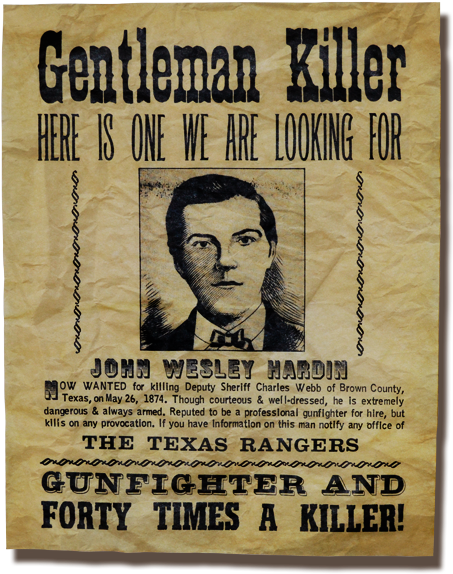 John Wesley Hardin Wanted Poster - John Wesley Harding The Outlaw (519x616), Png Download