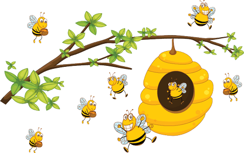 Western Container Sales - Hive Clipart Bumblebee Bee And Hive Cartoon Transparent (476x300), Png Download