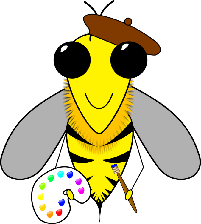 Bee, Art, Busy Bee, Hive, Honey, Painter, Painting - Bee Artist (576x640), Png Download