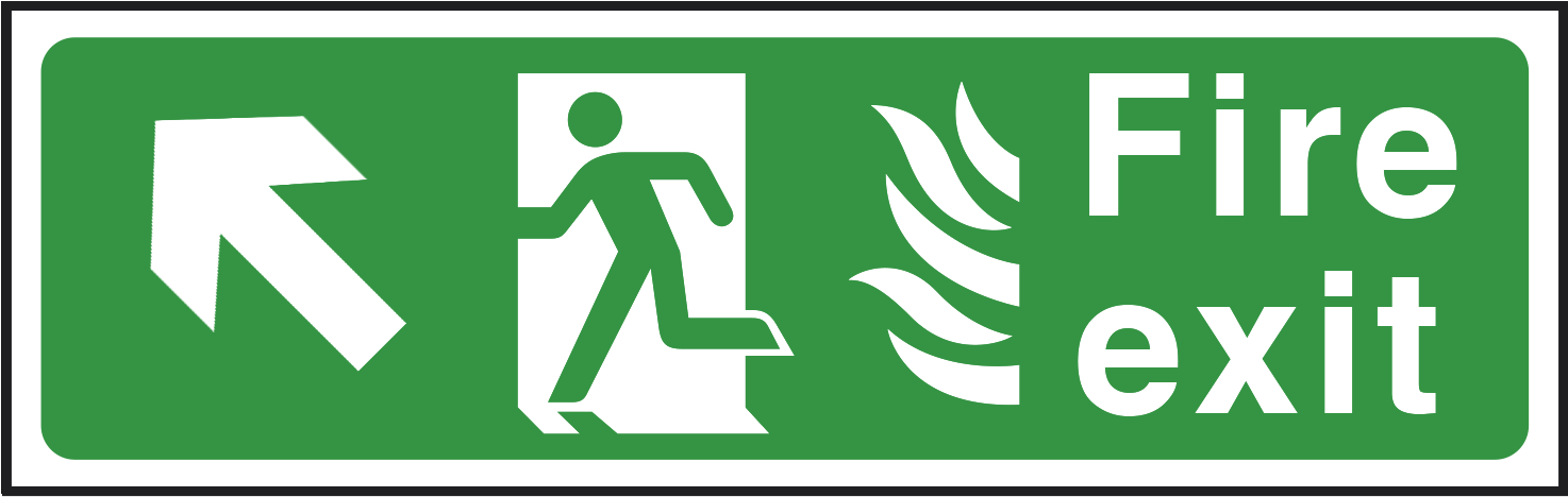 Arrow Up Left - Fire Exit Direction Signs (1600x1600), Png Download