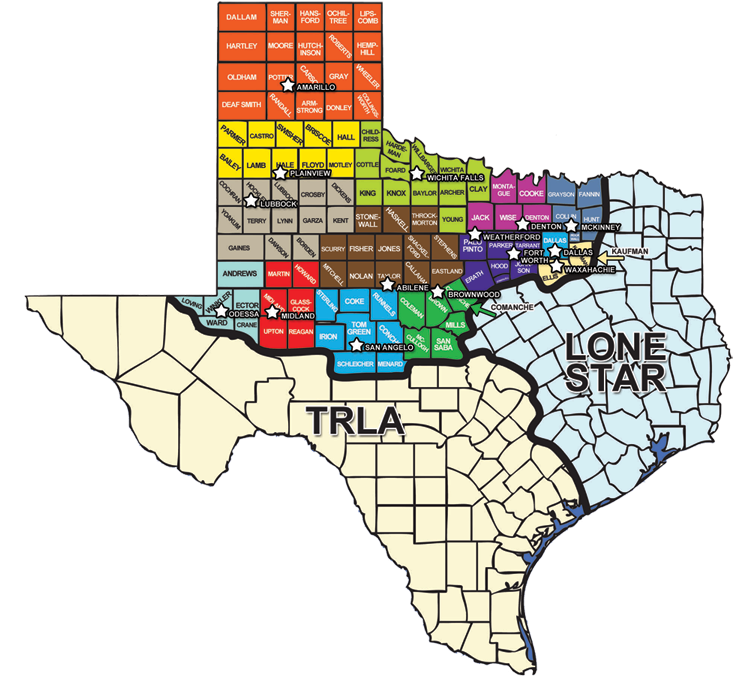 Legal Aid Of Northwest Texas Map (750x677), Png Download