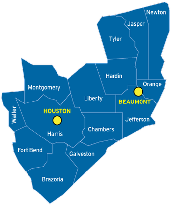 Central Texas Coast Tournament Map - U.s. County (593x768), Png Download