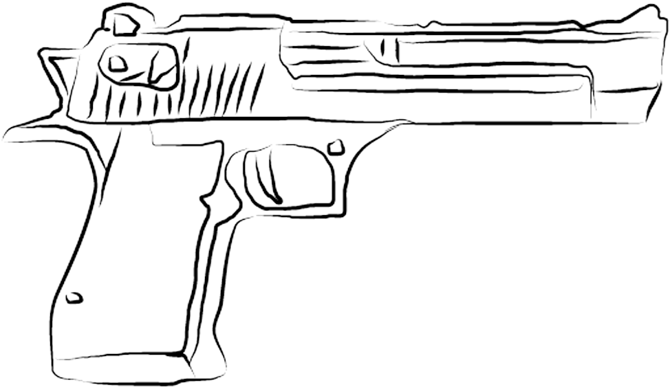 Sketch Of A Desert Eagle, Painted On Ipad - Desert Eagle Szkic (1024x648), Png Download