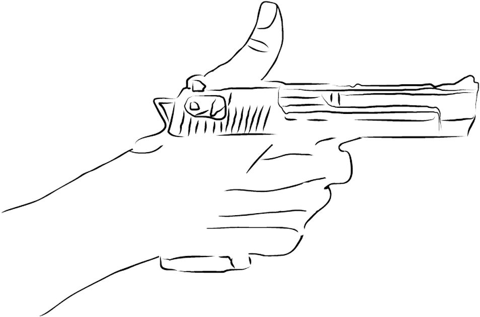 Sketch Of A Photomanipulated Deaglehand, Painted On - Sketch (1024x715), Png Download