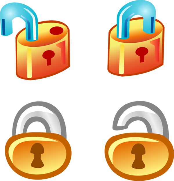 Free Vector Lock Icons Free Download - Lock Unlock Icon (600x624), Png Download