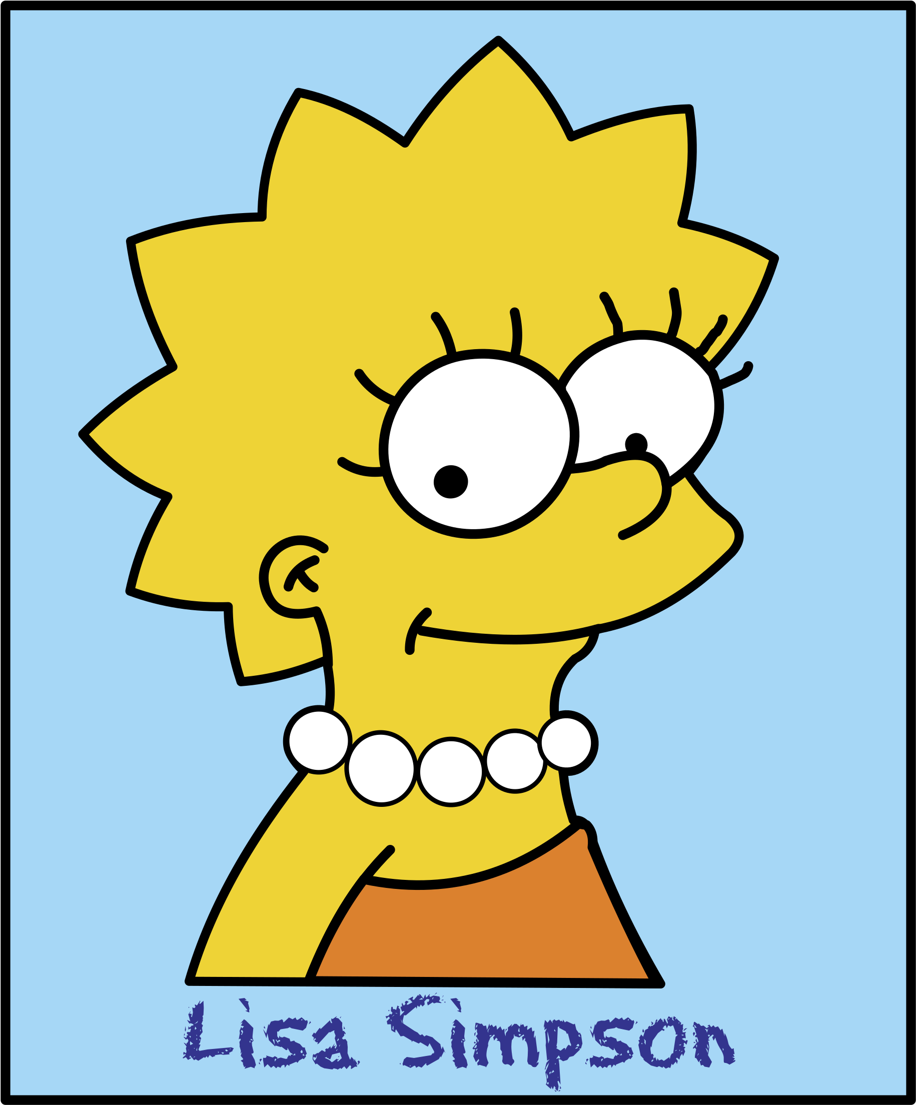 Simpsons Lisa Logo Png Transparent - Lisa Simpsons Black And White (2400x2400), Png Download