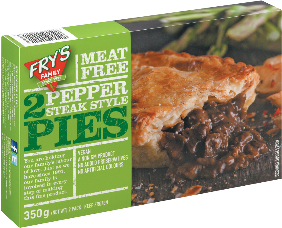 Fry's Pepper Steak-style Pies Frozen (1000x803), Png Download