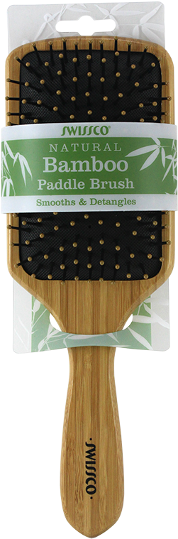 Bamboo Paddle Hair Brush Cushion Polypin - Color (611x817), Png Download