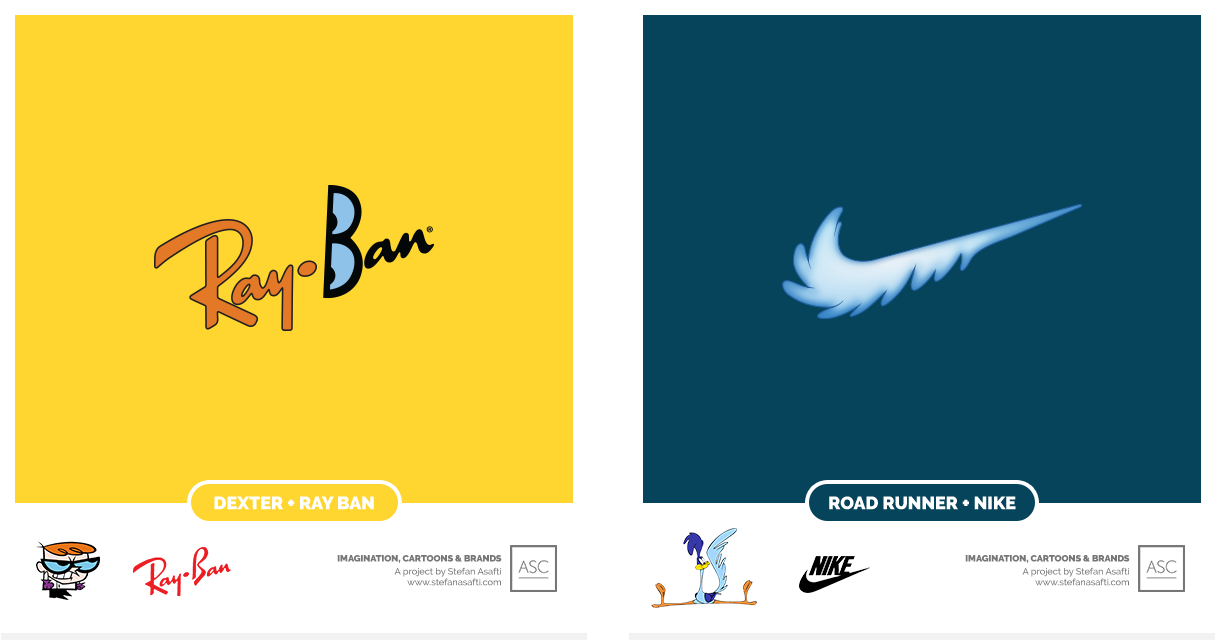 Ray-ban And Nike, Dexters Laboratory, Road Runner - Imagination Cartoons Brands (1400x639), Png Download