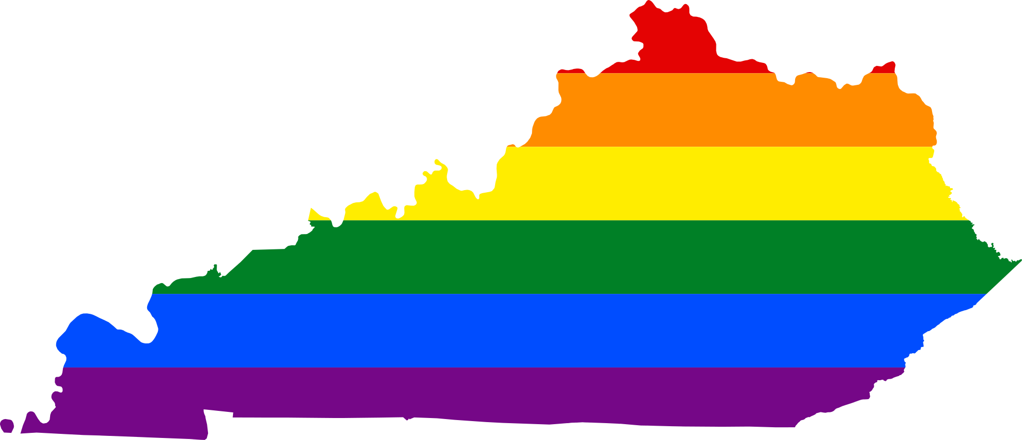 Lgbt Flag Map Of Kentucky - Kentucky Gay Flag (2000x861), Png Download