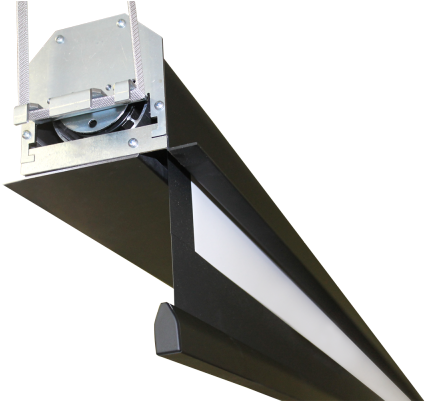 Image Of An In-ceiling Projection Screen With A Black - Projection Screen In Ceiling (600x400), Png Download