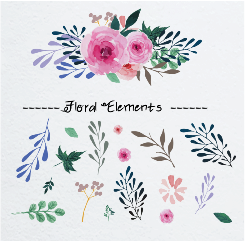 Watercolor Floral Elements For Decoration By Awire - Garden Roses (720x480), Png Download