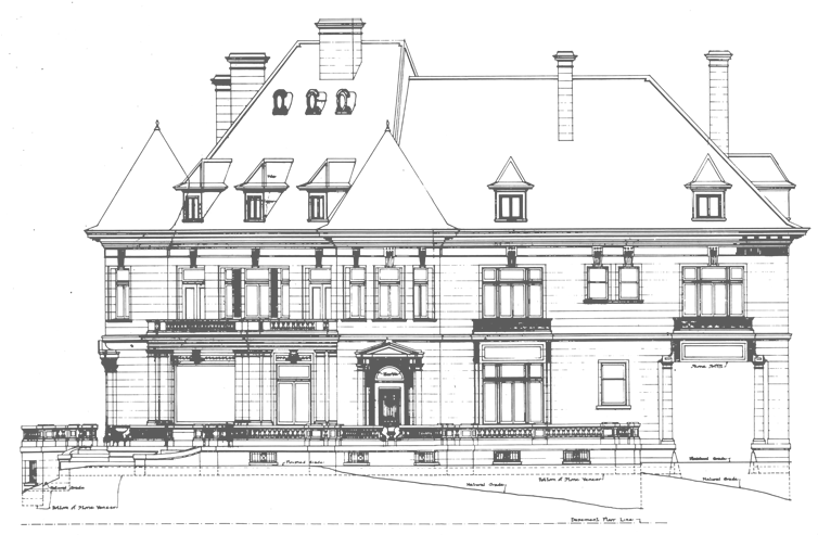 Pittock Mansion Blueprint - Mansion Drawing (800x500), Png Download