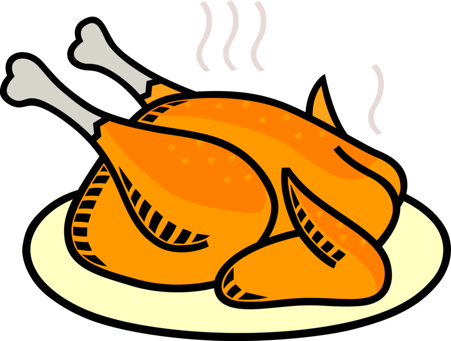 Vector Illustration Of Domesticated Fowl Roast Poultry - Clip Art Cooked Chicken (926x700), Png Download
