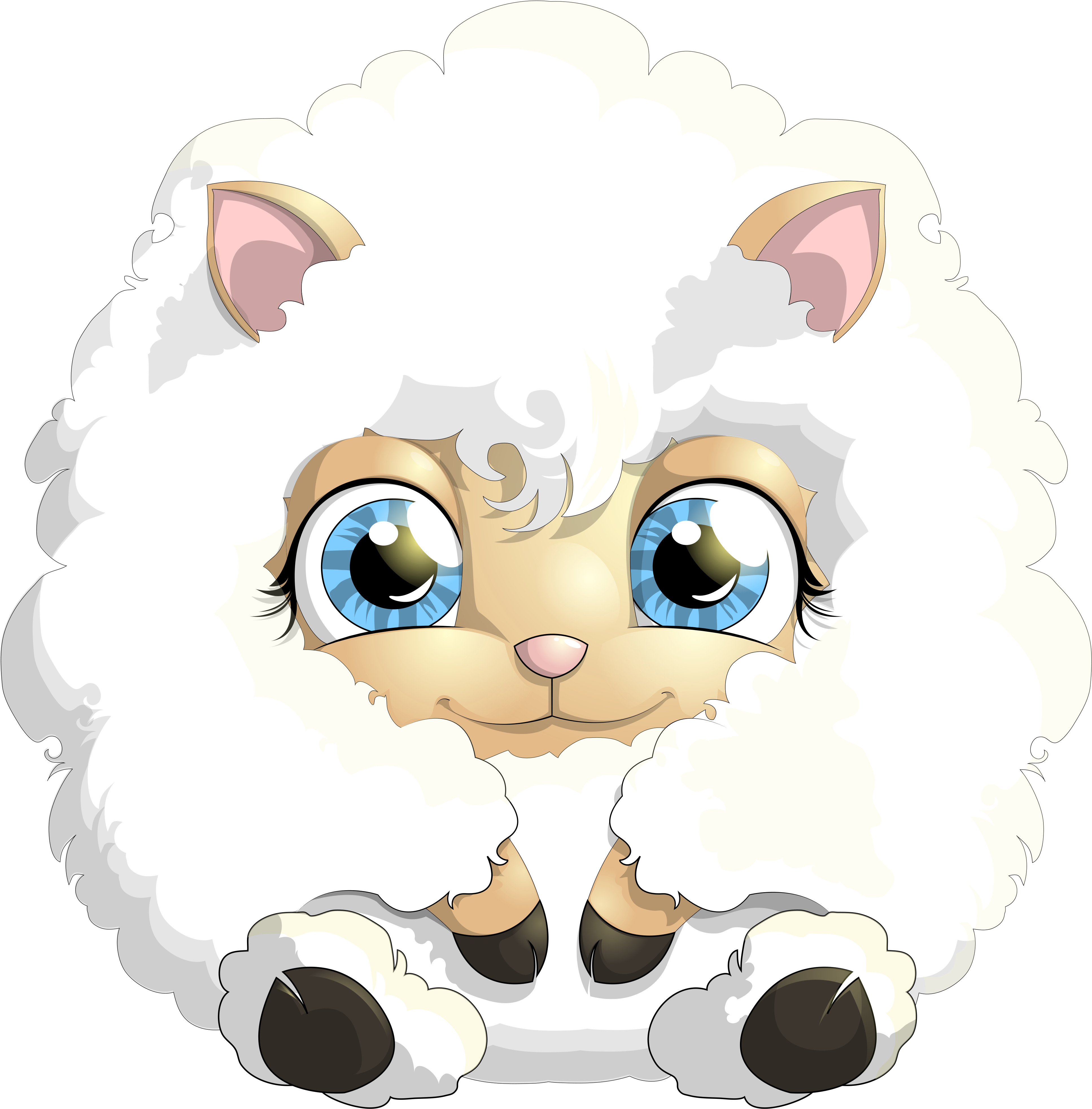 Cute Sheep In Cartoon (4052x4108), Png Download