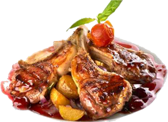 Lamb Chops With Balsamic Reduction - Pork Steak (1200x520), Png Download