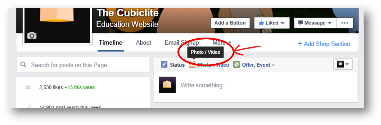 Add Photo Or Video Post - Facebook Fan Page Business Cover (1307x438), Png Download
