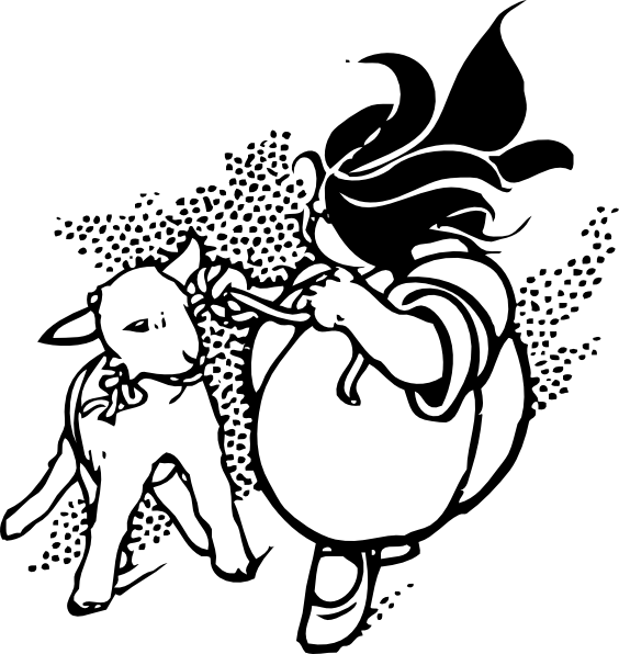 Girl And Lamb Svg Clip Arts 564 X 596 Px (564x596), Png Download