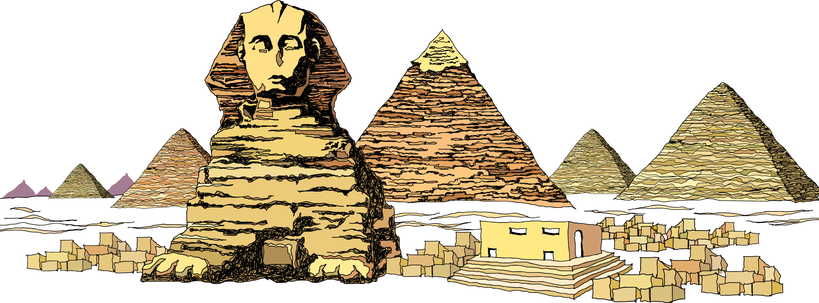 Great Of Giza Egyptian Cairo Ancient Egypt - Great Pyramid Of Giza Clipart (2847x1055), Png Download