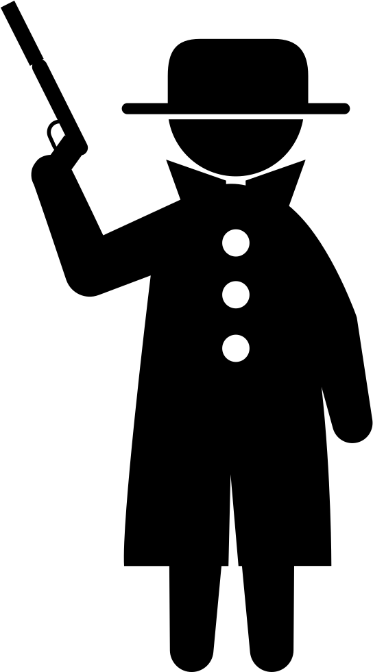 Criminal With Gun Covered With Coat And Hat Comments - Clip Art (544x981), Png Download