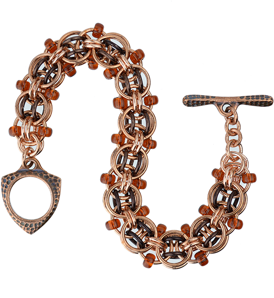 Aluminum Beaded Chainmaille Jewelry Brass Beaded Helm - Bracelet (600x600), Png Download