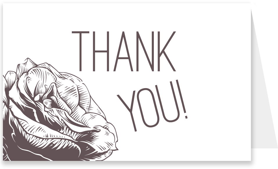 Rose Thank You Card Png - Drawing (972x590), Png Download