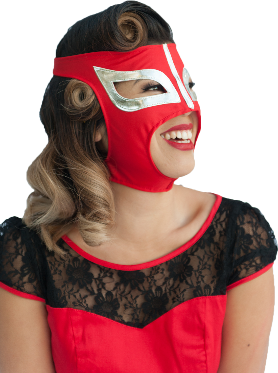 Penelope Red Lucha Libre Mask - Red Lucha Libre Mask (500x751), Png Download