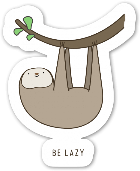 Lazy Sloth Sticker - Cartoon (498x600), Png Download