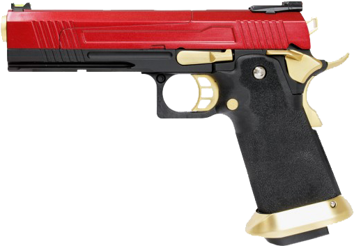 Hi-capa Gold/red 1911 Pistol By Armorer Works Custom - Glock 17 We Custom España (532x372), Png Download
