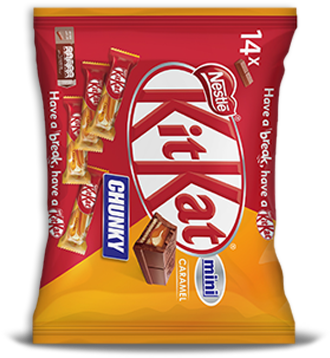 Kitkat Chunky Mini Caramel - Kit Kat 2 Finger Milk 8 Pack Delivered Worldwide (329x425), Png Download