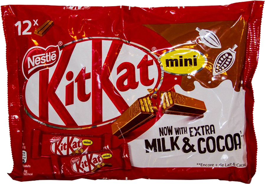 Nestle Kit Kat Chocolate Mini 12pc 200 Gm - Nestle Kit Kat Extra Milk And Cocoa (1000x1000), Png Download