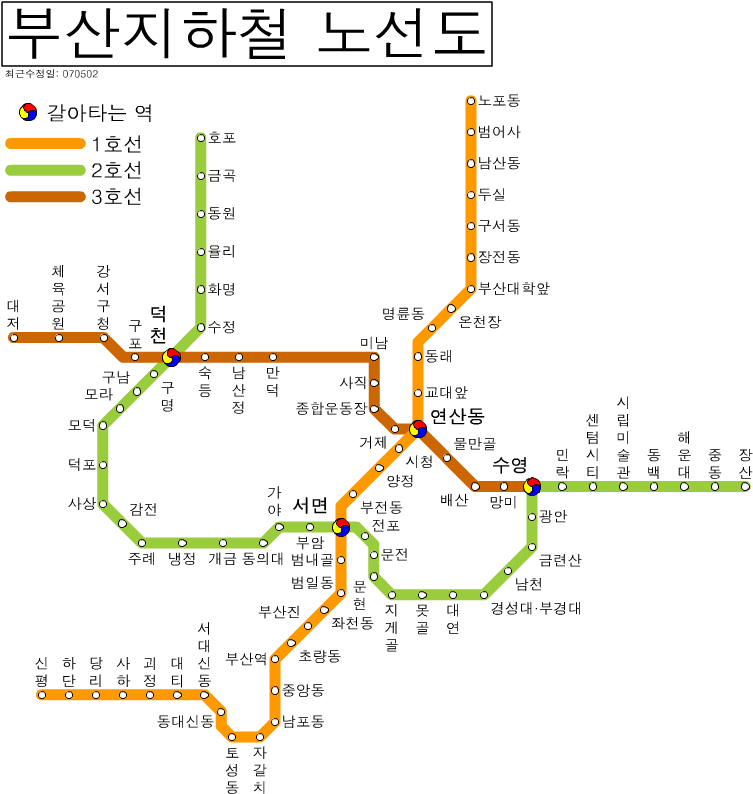 Busan Subway Linemap Ko - Busan Subway Map (800x873), Png Download