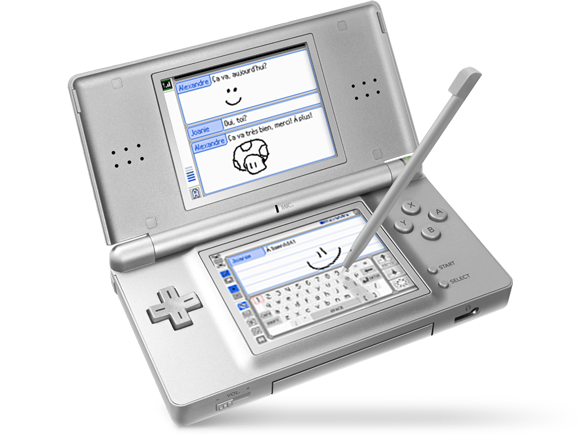 Nintendo Ds Pictochat - Silver Ds Lite (579x436), Png Download