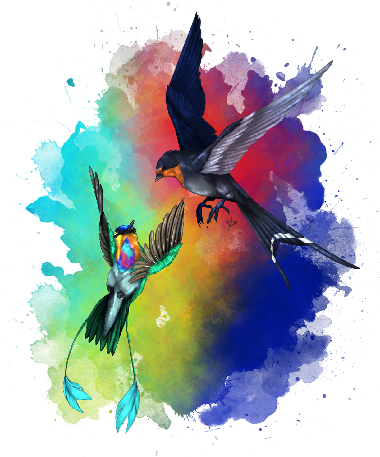 Tumblr Ravhziza Tgo Png Tumblr Artist Powerful Watercolour - Swallow (1280x1470), Png Download