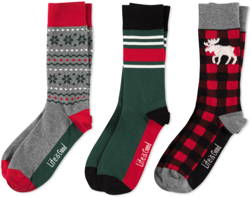 3-pack Men's Holiday Crew Socks - Sock (570x570), Png Download