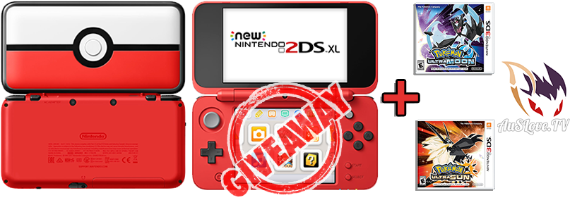 This Is A Giveaway For The New Nintendo 2ds Xl Pokeball - Pokemon Ultra Moon Nintendo 3ds (817x295), Png Download