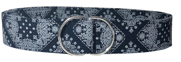 Navy Blue Bandana Belt By Oliver Green D Ring Belts - Paisley (650x217), Png Download