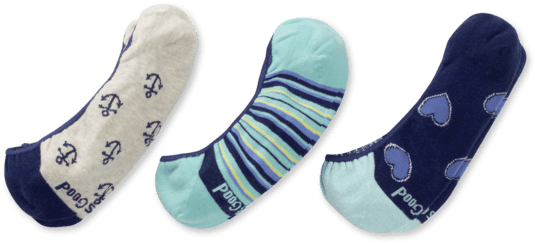3-pack Women's Hearts & Anchors Liner Socks - Woman (570x570), Png Download