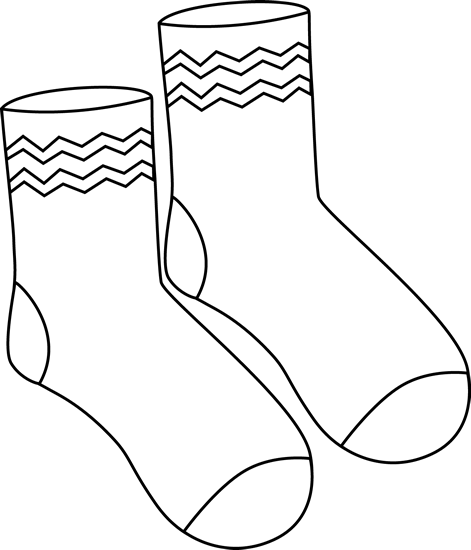 Sock Clipart Draw - Socks Clipart Black And White Png (471x550), Png Download