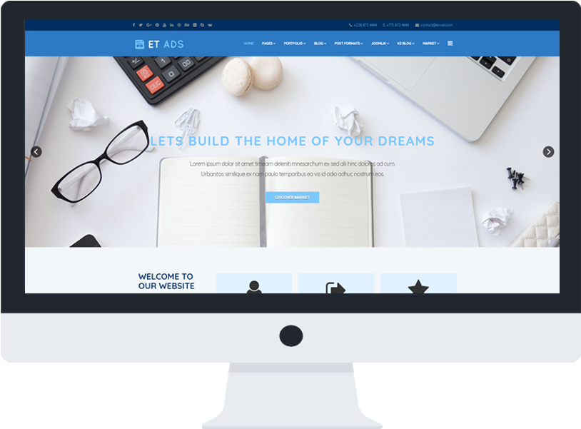 Et Ads Free Responsive Joomla Template Desktop - Desk Png Top View (1000x750), Png Download